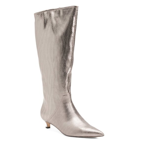 27 EDIT NATURALIZER Silver Leather Nikita Boots - Picture 1 of 2